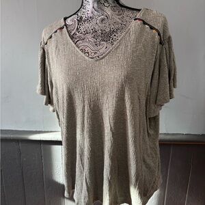 Como Vintage Textured V-Neck Blouse - Tan